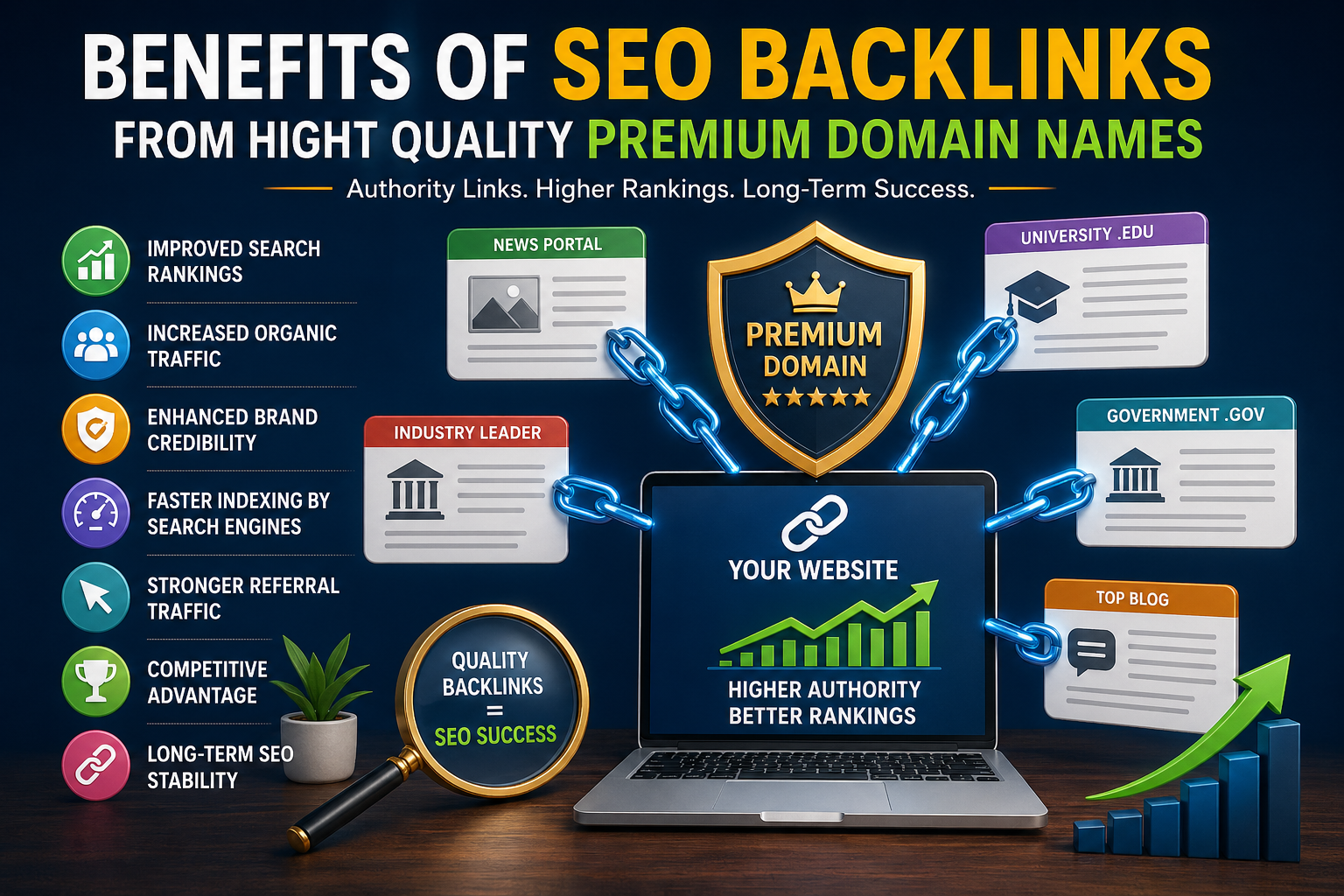 Benefits of SEO Backlinks from Hight Quality Premium Domain Names